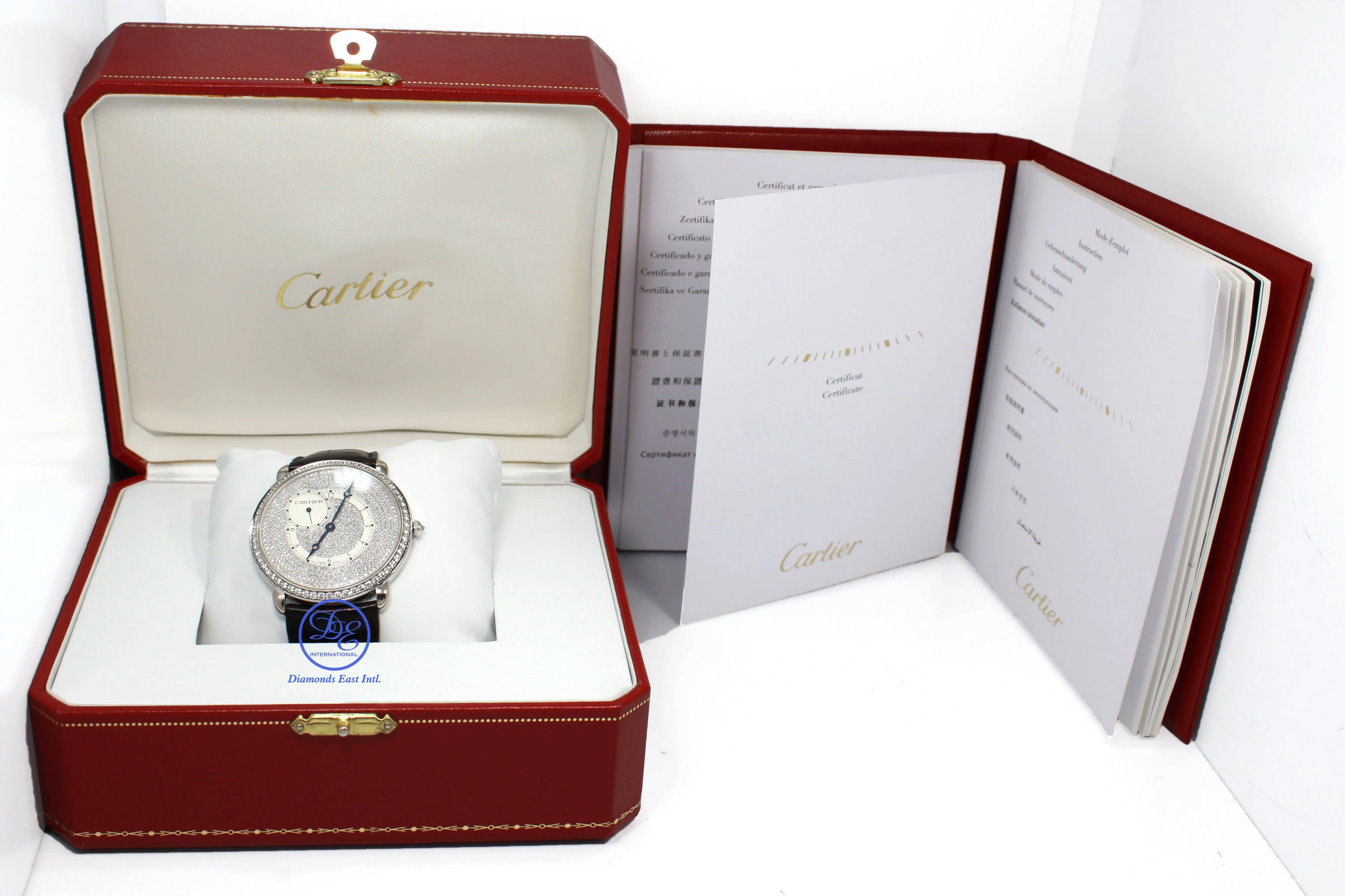 Cartier Ronde Louis WR007003 18K White Gold 42mm Fact Diamonds BOX/PAPERS