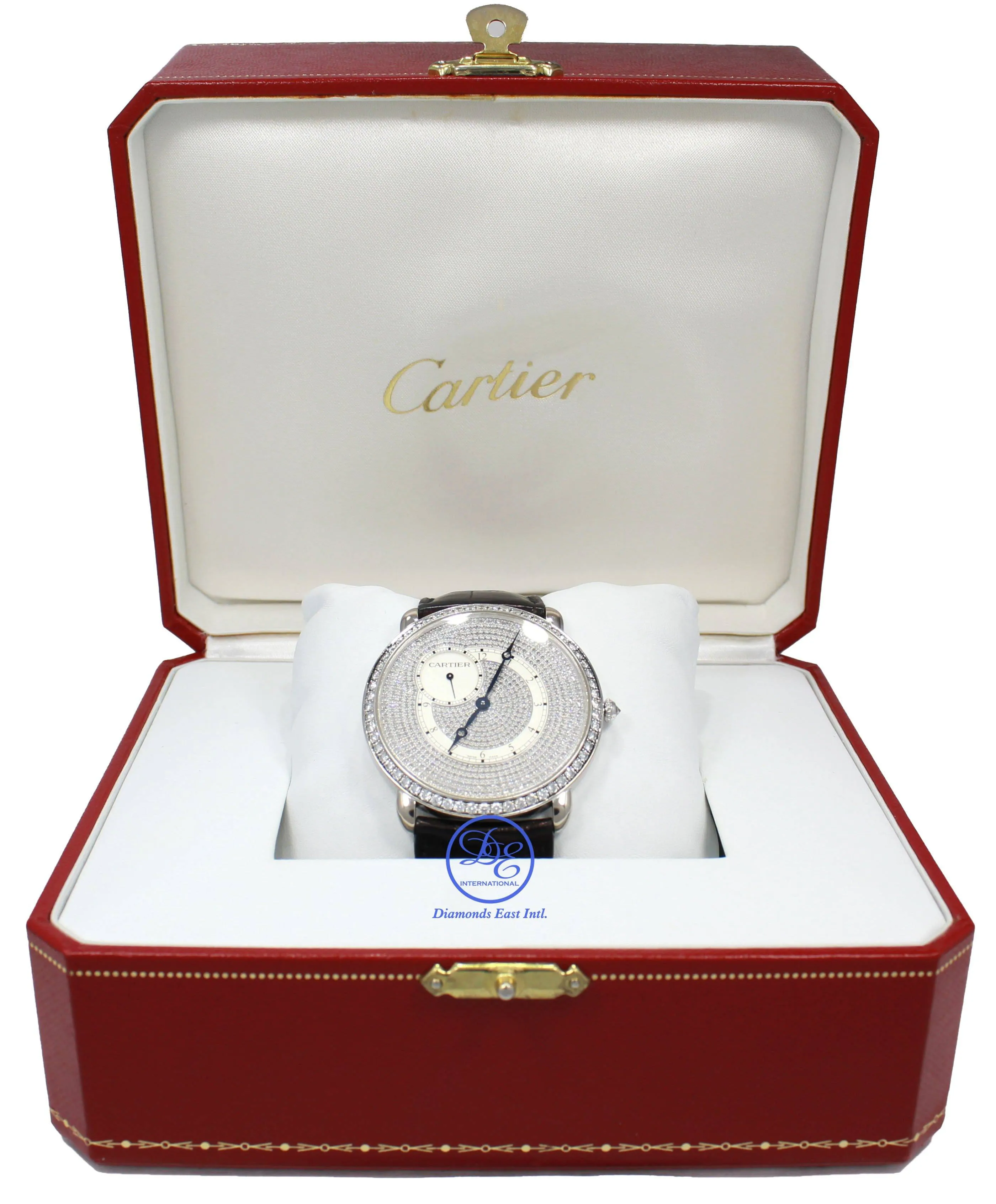 Cartier Ronde Louis WR007003 18K White Gold 42mm Fact Diamonds BOX/PAPERS
