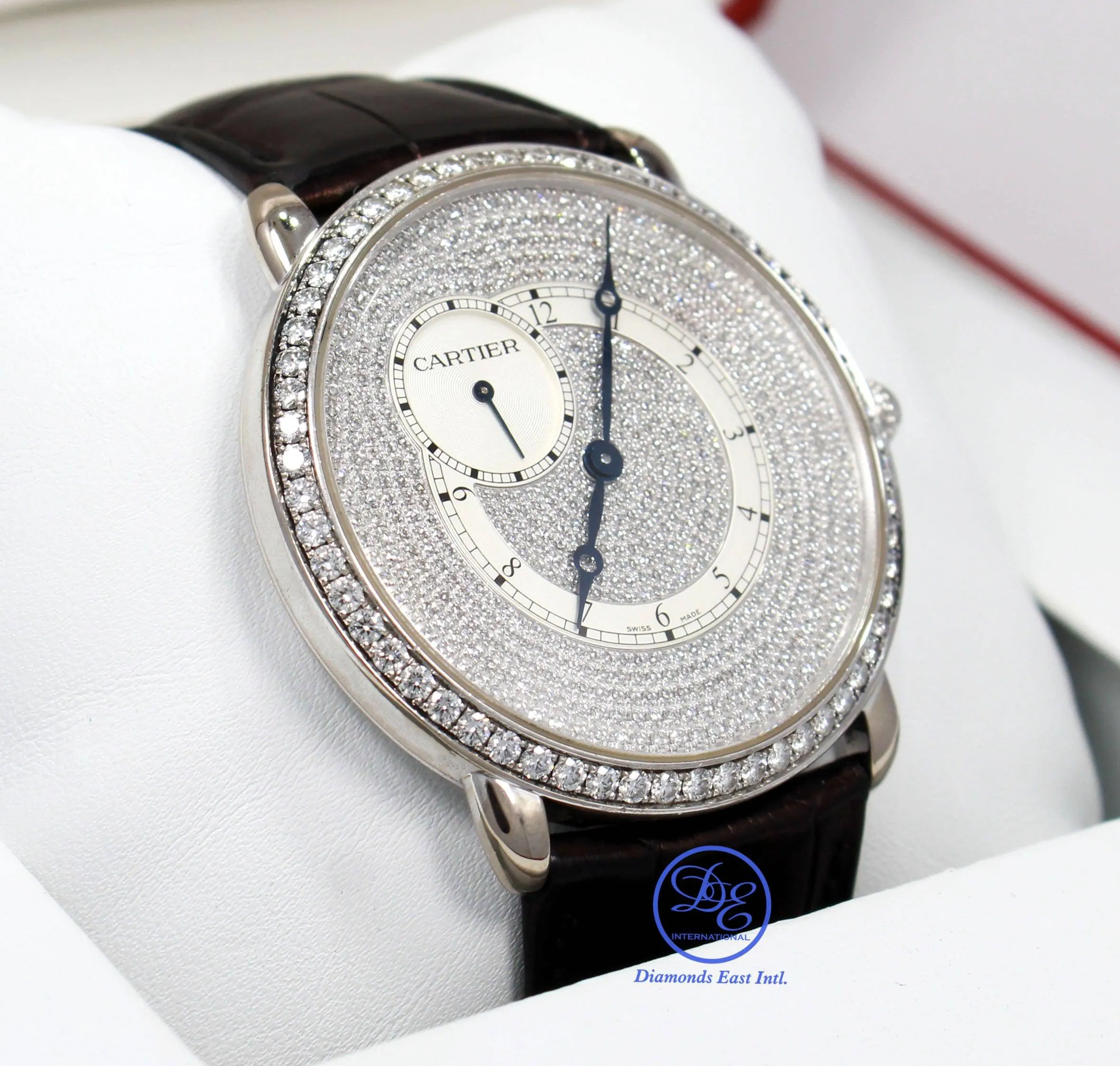 Cartier Ronde Louis WR007003 18K White Gold 42mm Fact Diamonds BOX/PAPERS