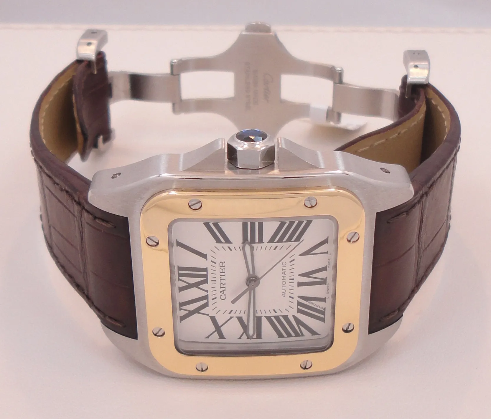 Cartier Santos 100 2656 W20072X7 Automatic 18K Yellow Gold Stainless Steel Watch
