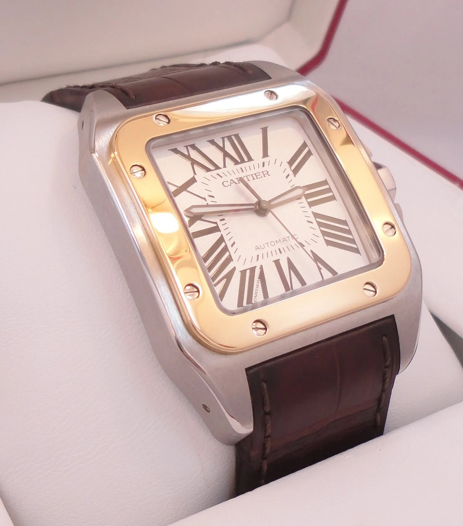 Cartier Santos 100 2656 W20072X7 Automatic 18K Yellow Gold Stainless Steel Watch