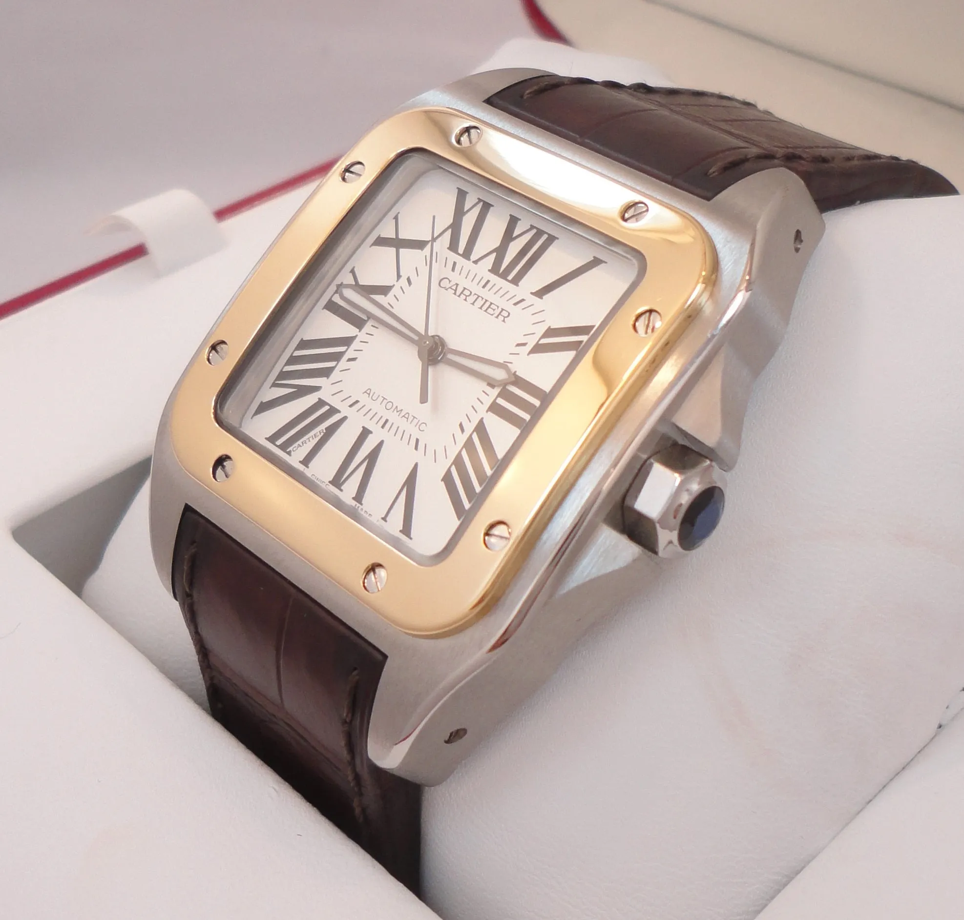 Cartier Santos 100 2656 W20072X7 Automatic 18K Yellow Gold Stainless Steel Watch
