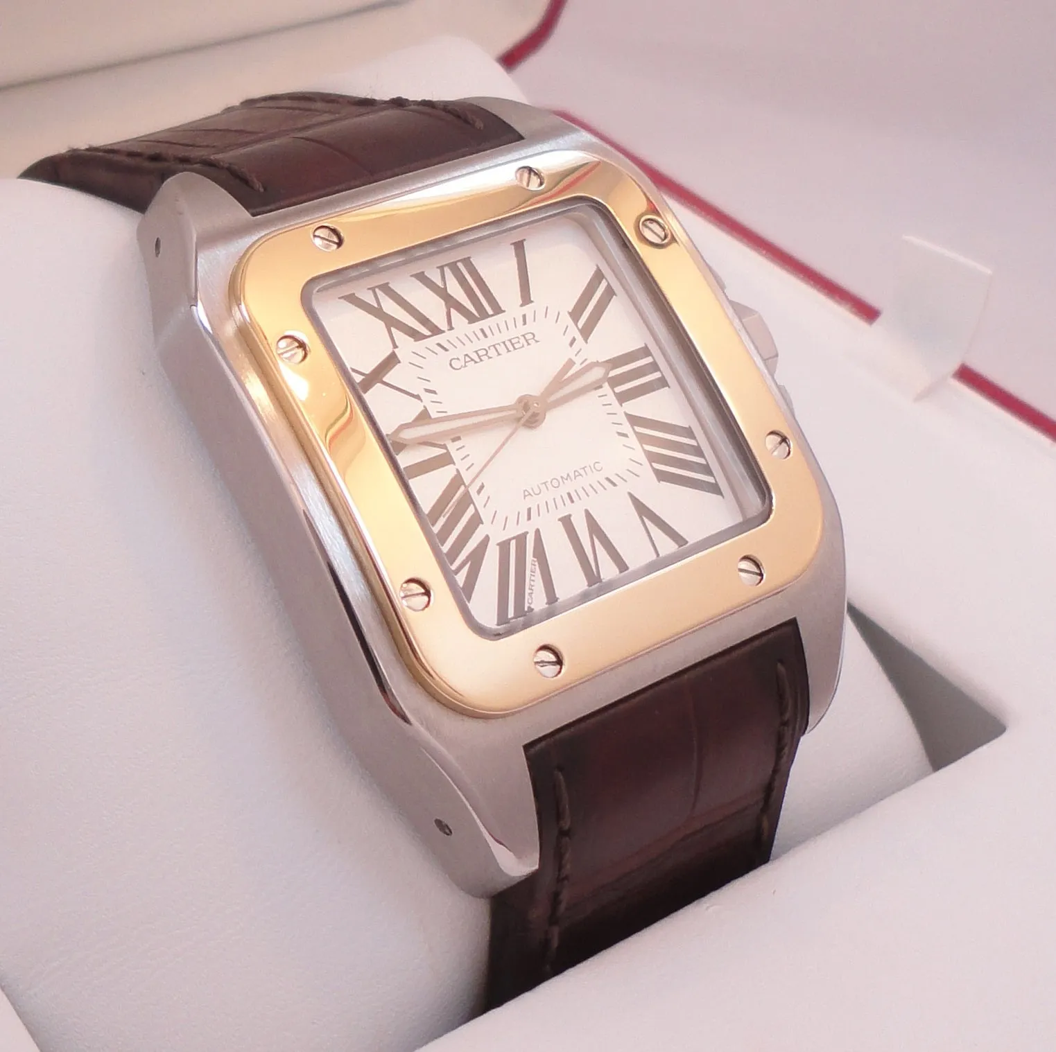 Cartier Santos 100 2656 W20072X7 Automatic 18K Yellow Gold Stainless Steel Watch
