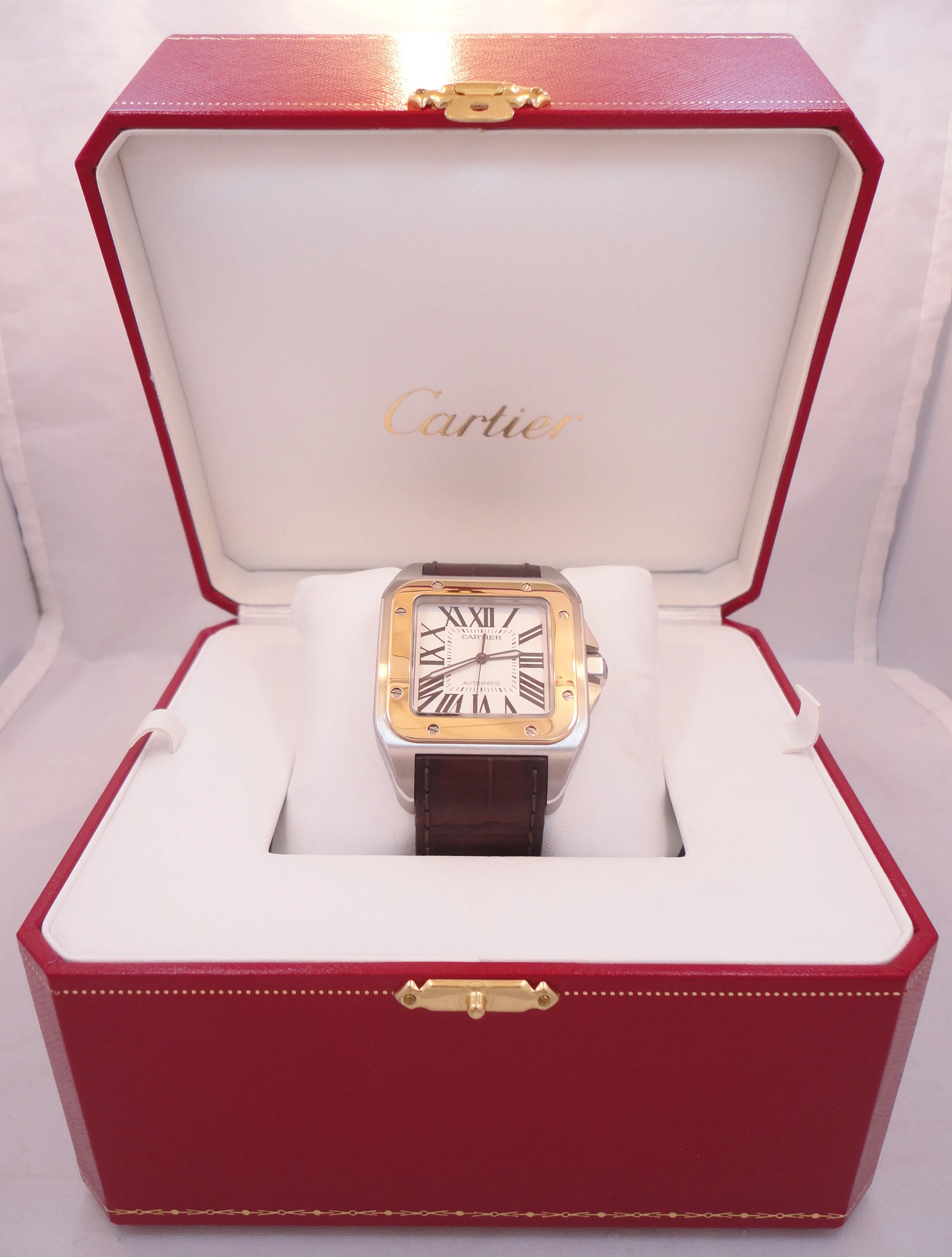 Cartier Santos 100 2656 W20072X7 Automatic 18K Yellow Gold Stainless Steel Watch