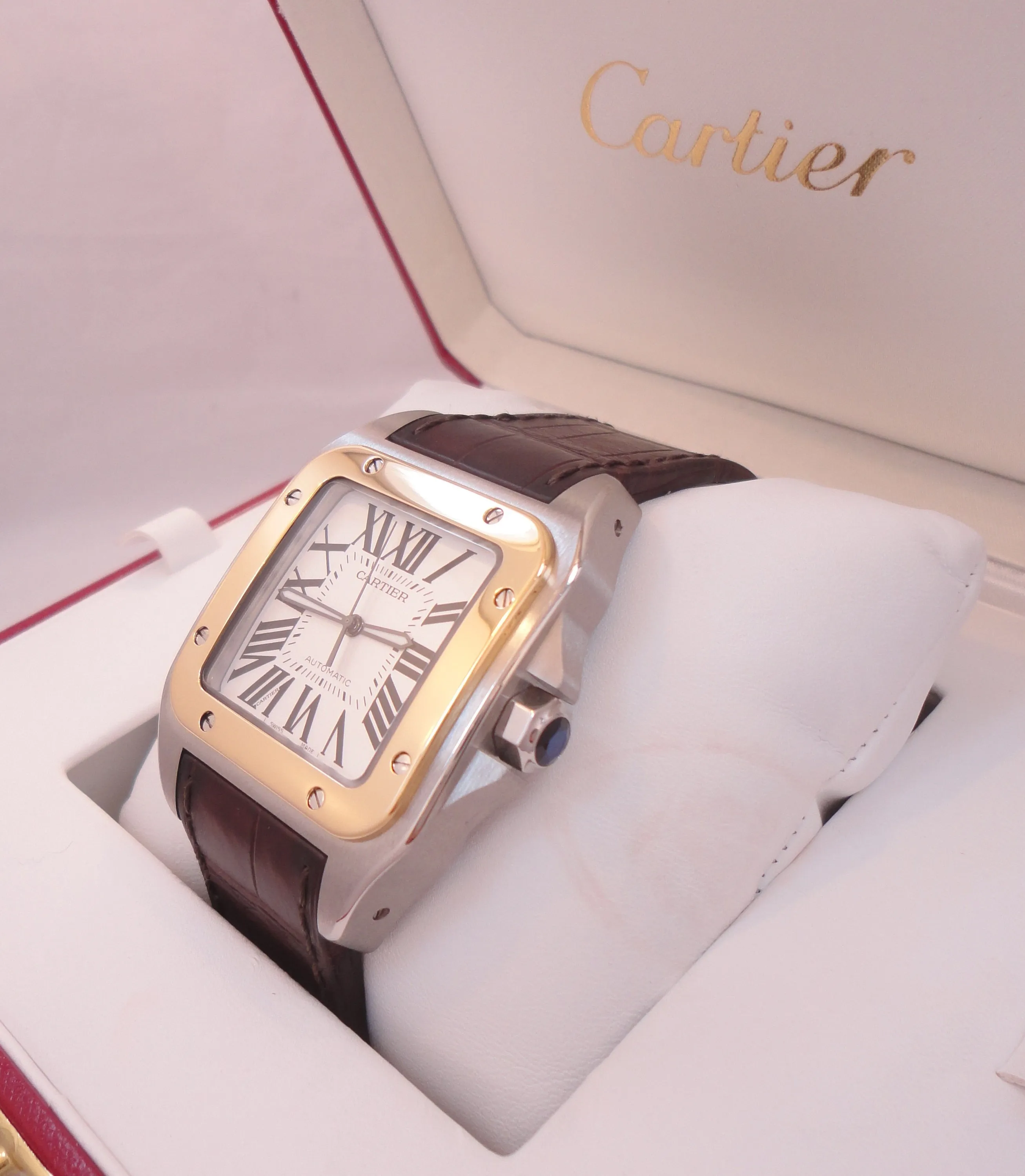 Cartier Santos 100 2656 W20072X7 Automatic 18K Yellow Gold Stainless Steel Watch
