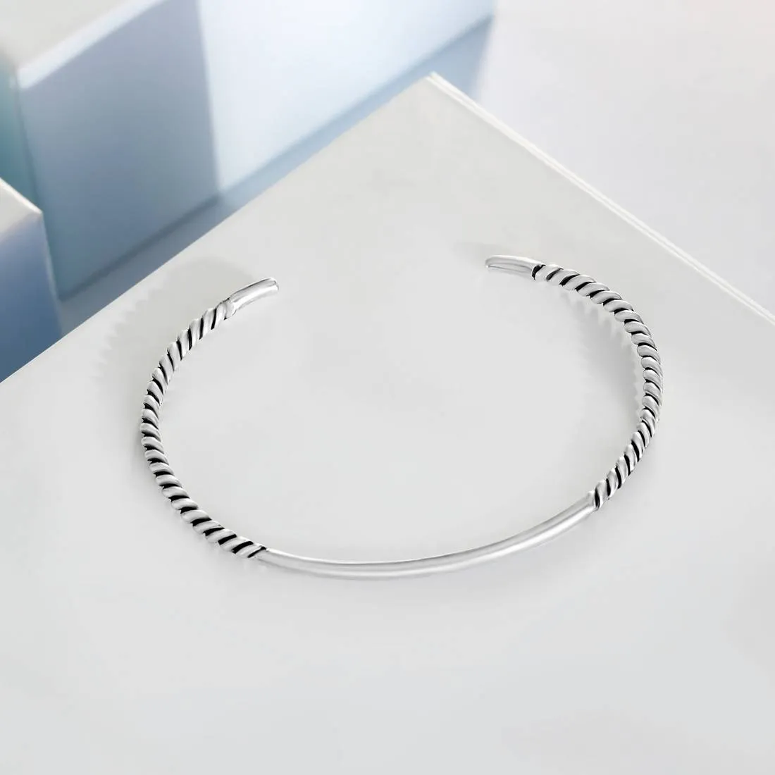 Classy Rhodium-Plated 925 Sterling Silver Adjustable Men's Bracelet