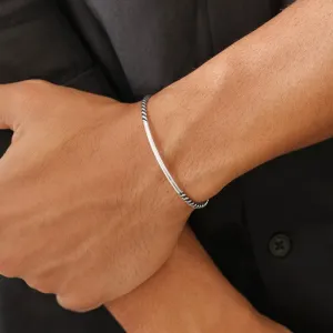 Classy Rhodium-Plated 925 Sterling Silver Adjustable Men's Bracelet