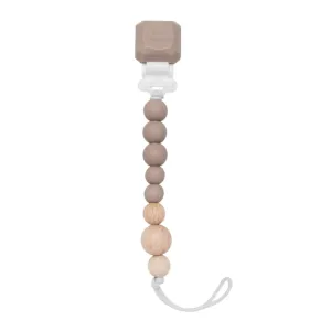Color Pop Silicone   Wood Pacifier Clip - Mushroom by Loulou Lollipop