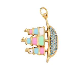 Colorful Ship Charm For Charm Bar & Charm Necklace