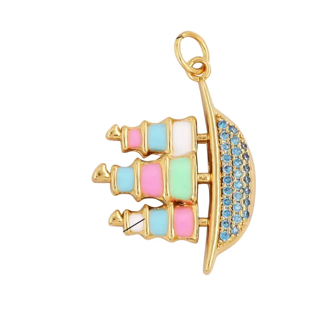 Colorful Ship Charm For Charm Bar & Charm Necklace