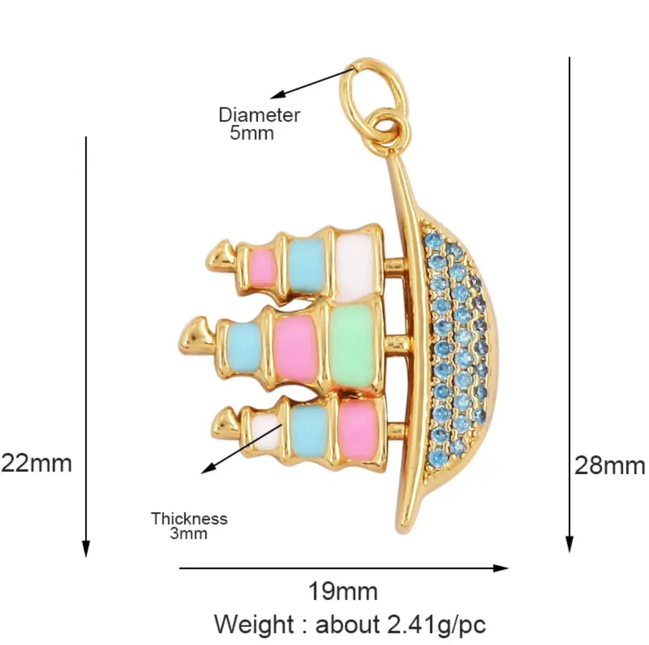 Colorful Ship Charm For Charm Bar & Charm Necklace