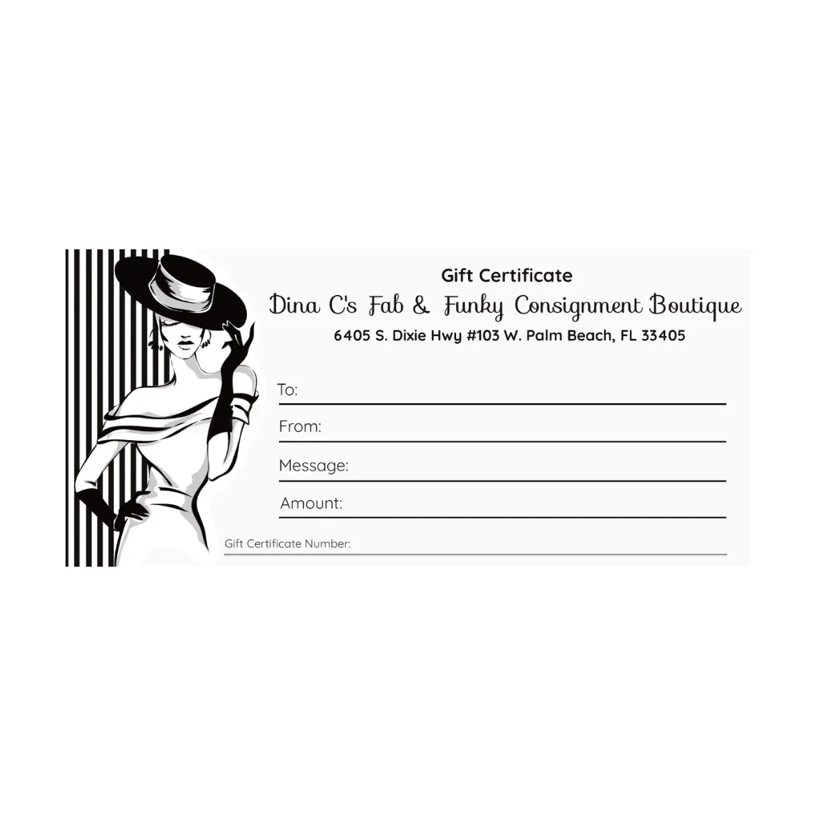 Dina C’s Fab & Funky Consignment Boutique Gift Certificate