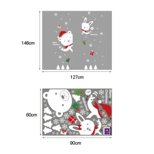 DIY Merry Christmas Wall Stickers Rabbit Bear Window Glass Festival Decals