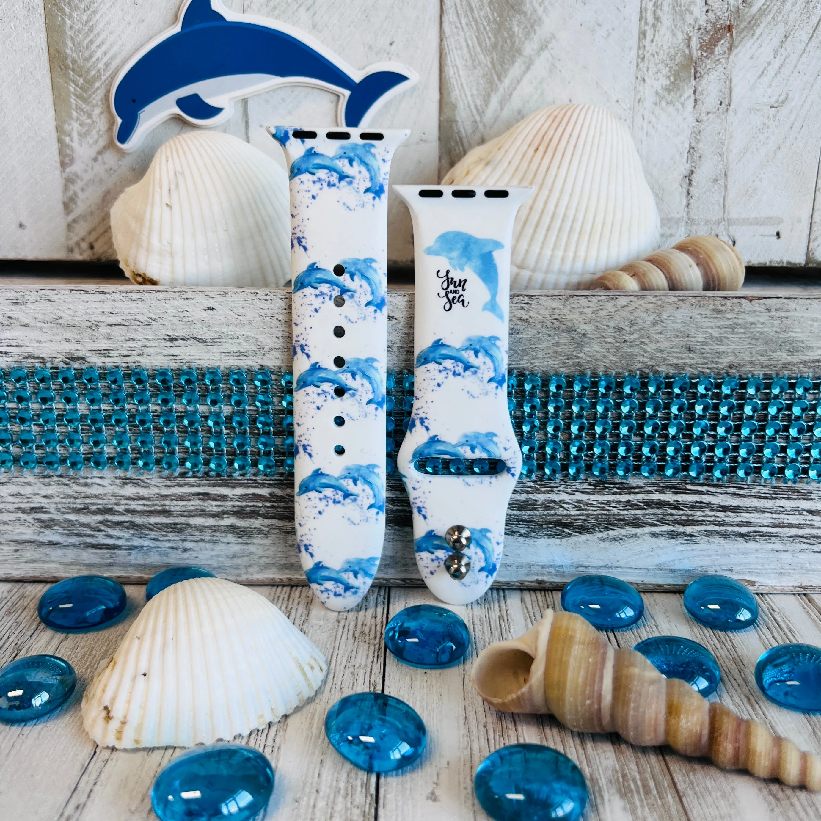 Dolphin Vibes Print Silicone Band For Apple Watch