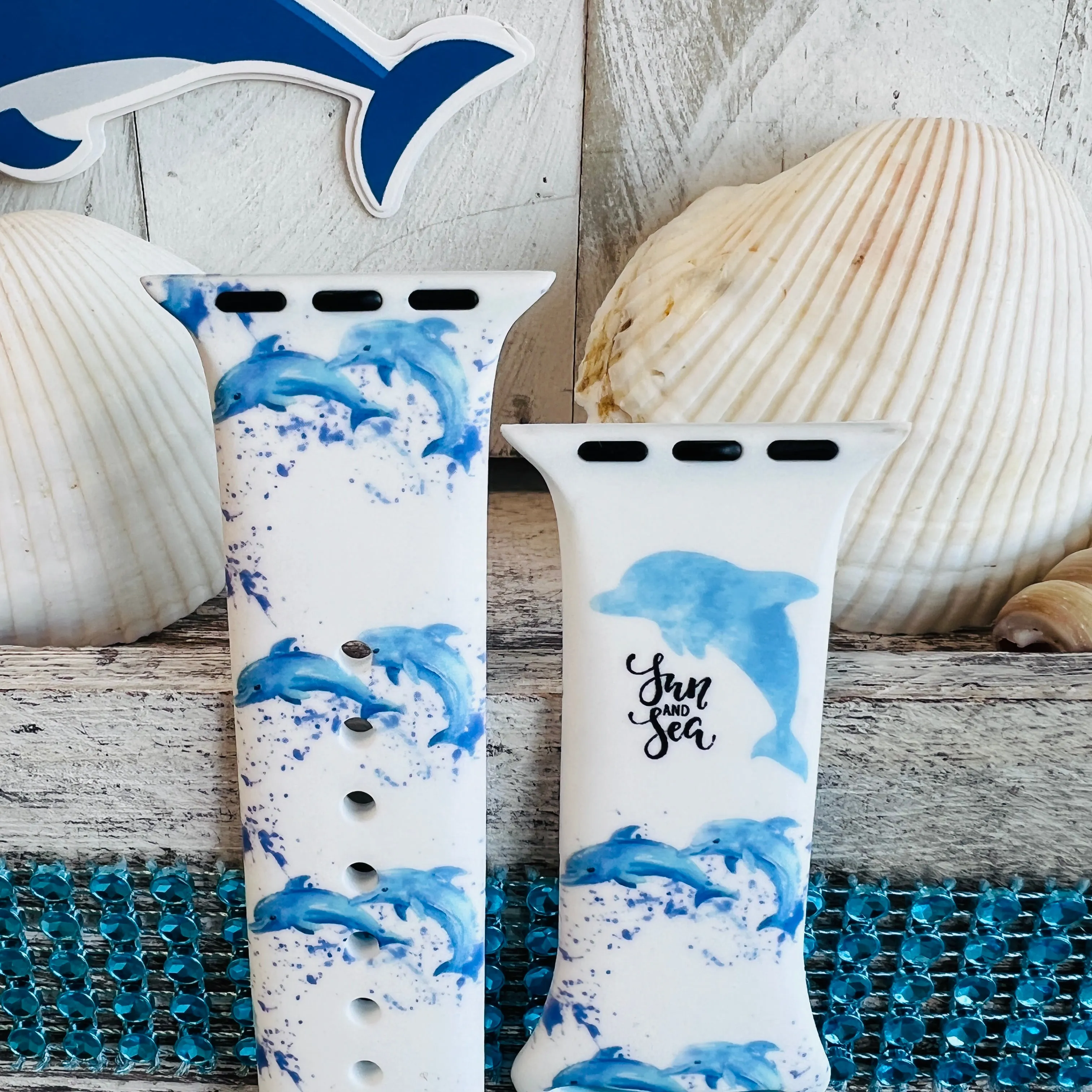 Dolphin Vibes Print Silicone Band For Apple Watch
