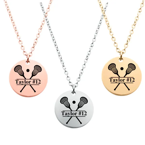 Engraved Girl Lacrosse Necklace