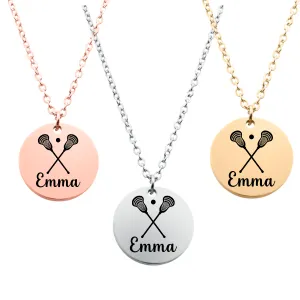 Engraved Girl Lacrosse Necklace