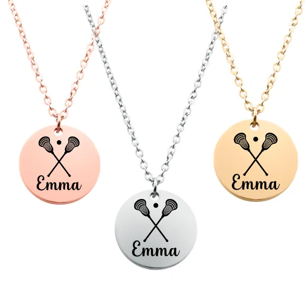 Engraved Girl Lacrosse Necklace