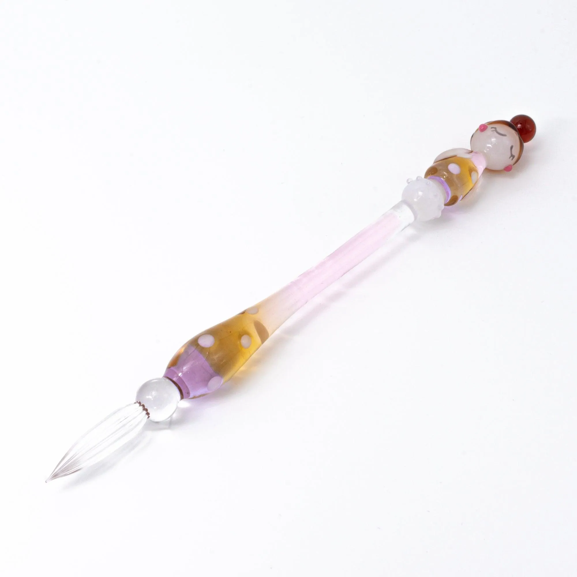Fashionable Lady Marun-Chan Glass Dip Pen | Polka-Dot Pattern