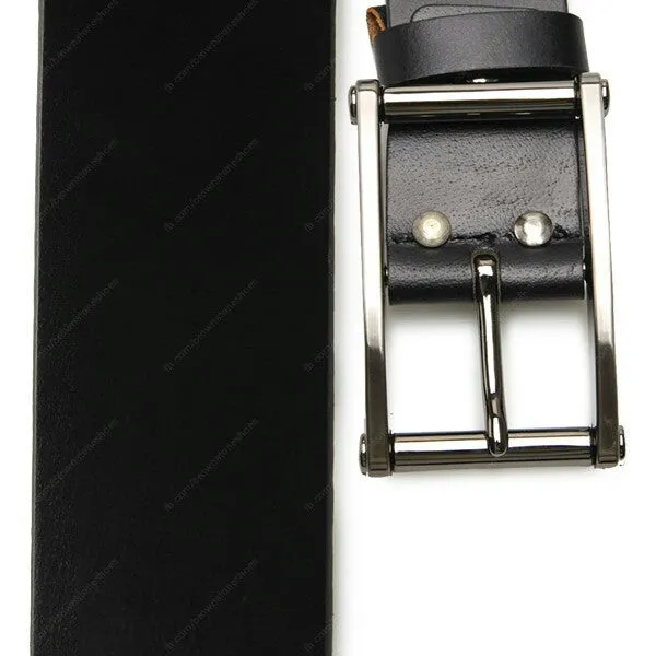 Full Grain Genuine Leather Belt Black City Oxford Dual Rod