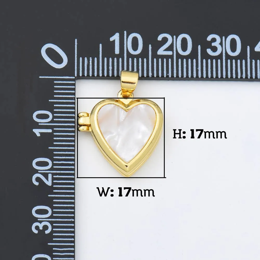 Gold Filled Heart Shell Pearl Locket Charm Pendant, CP1958