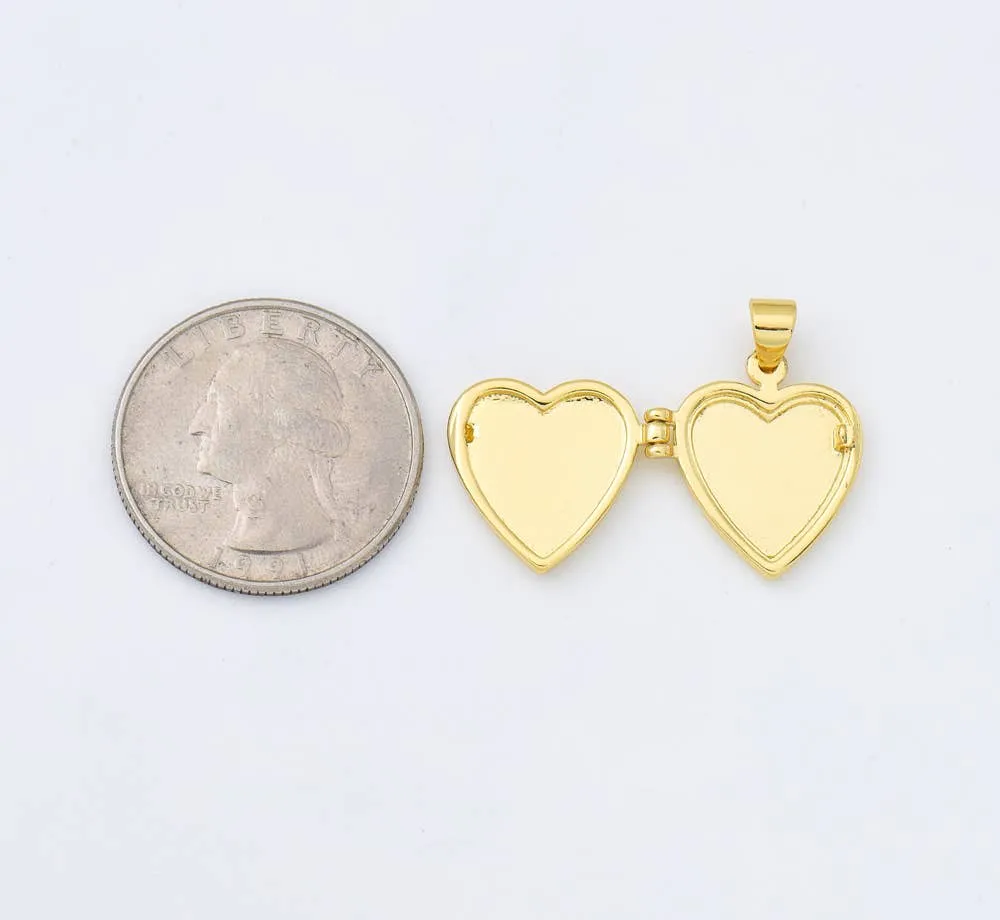 Gold Filled Heart Shell Pearl Locket Charm Pendant, CP1958