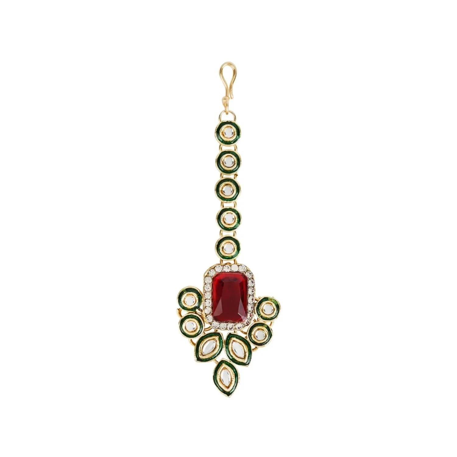 Gold Plated Traditional Kundan & Stone Studded Choker Necklace Jewellery with Earrings & Maang Tikka Set for Women