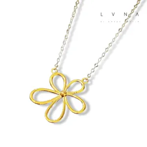 #GOLD2024 | 18K Golden Big Flower Necklace Classic Chain 16-18”