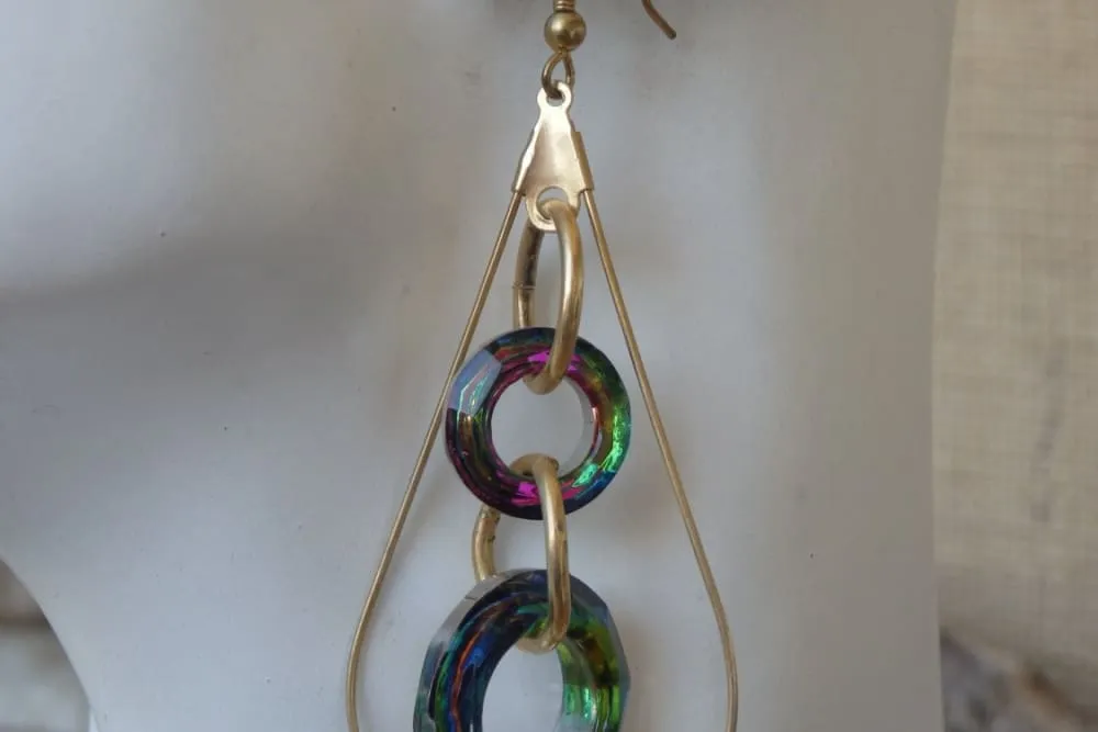 Green crystal earrings