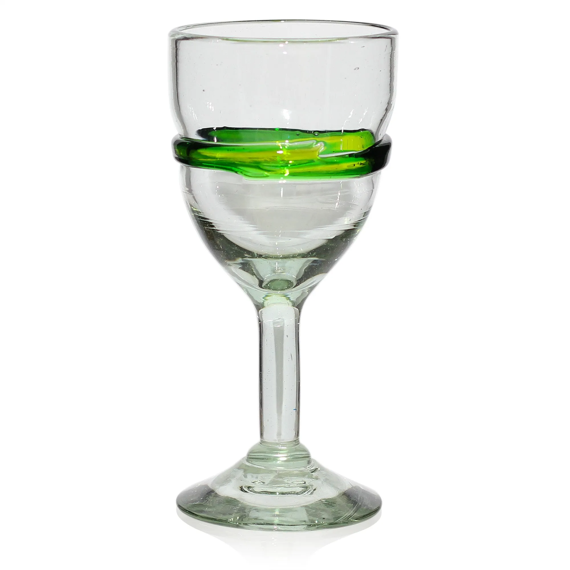 Green Stripe Large Wine Glass - Recycled Glass