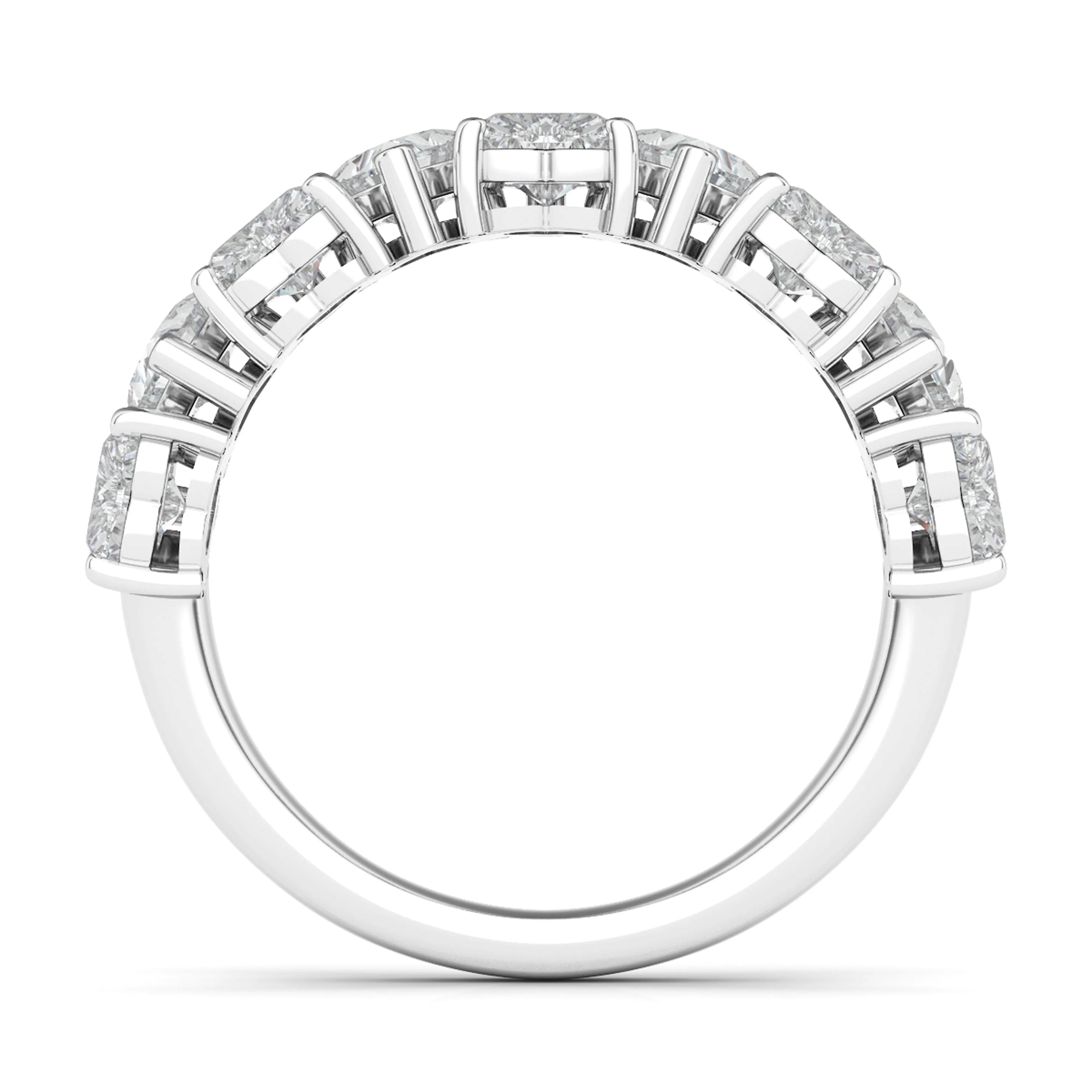 Half Alternating Heart Shape Diamond Eternity Band