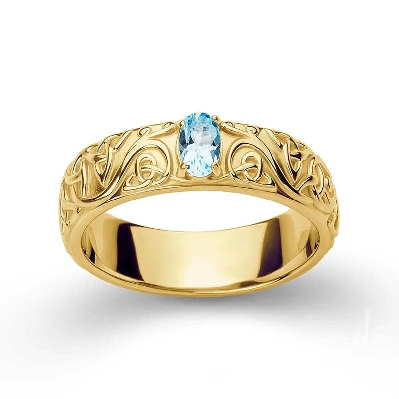 Handcrafted Celtic Carvings Band - Gold