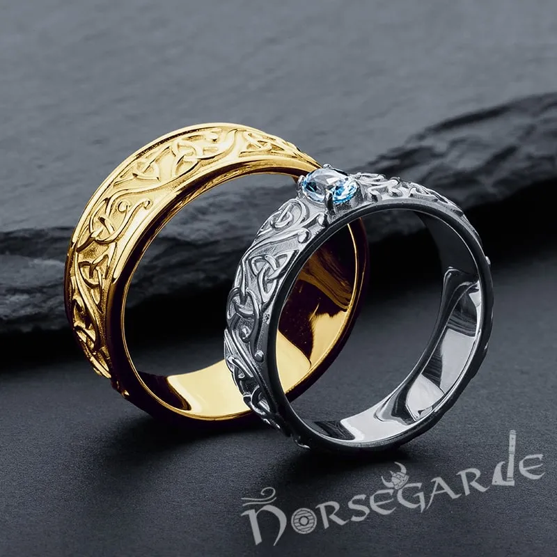 Handcrafted Celtic Carvings Band - Gold