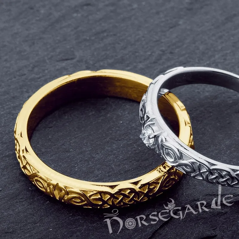 Handcrafted Celtic Knot Slim Band - Gold