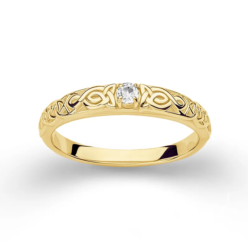 Handcrafted Celtic Knot Slim Band - Gold