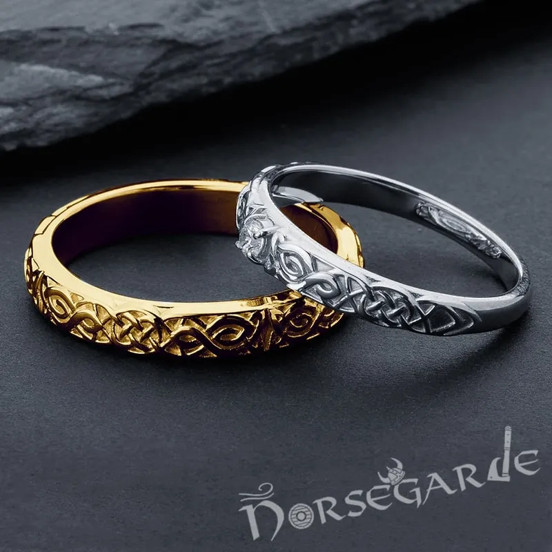 Handcrafted Celtic Knot Slim Band - Gold