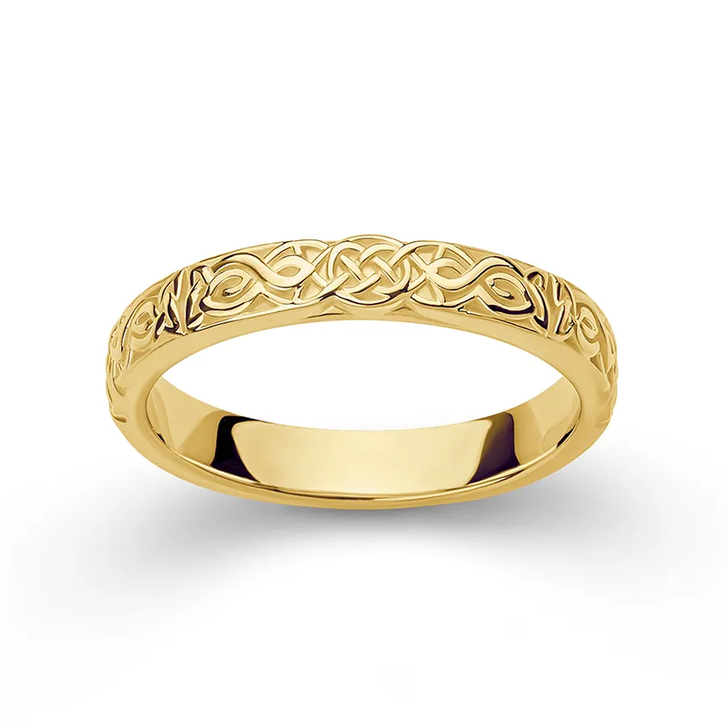 Handcrafted Celtic Knot Slim Band - Gold