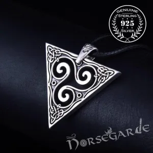 Handcrafted Celtic Triangle Triskelion Pendant - Sterling Silver