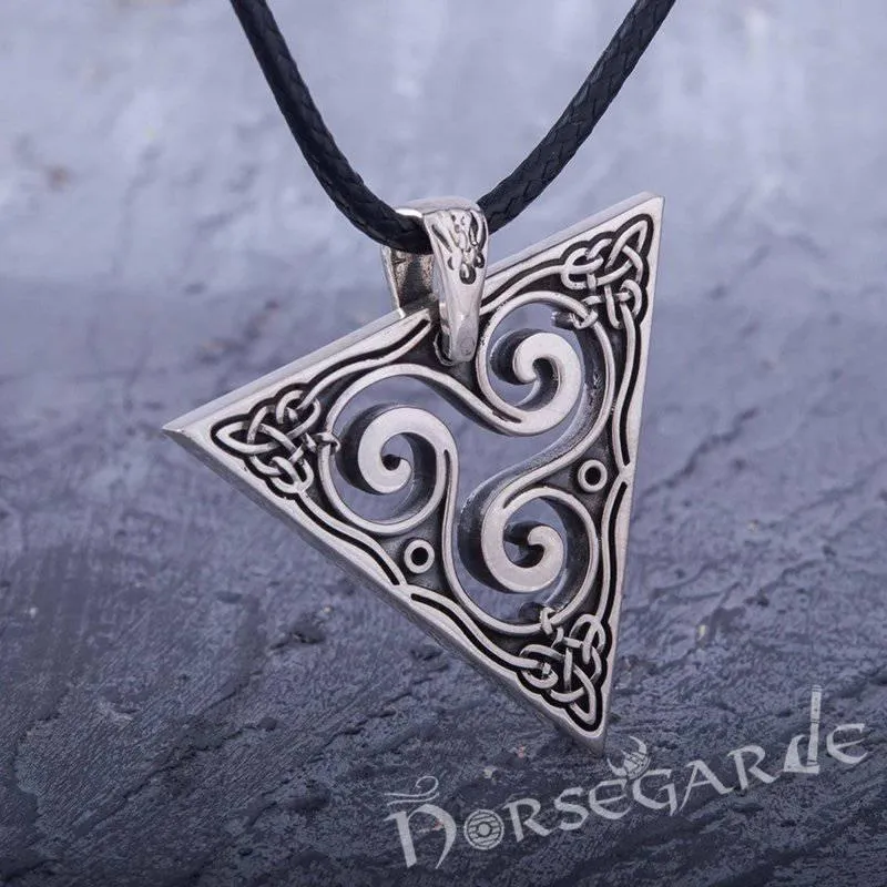 Handcrafted Celtic Triangle Triskelion Pendant - Sterling Silver