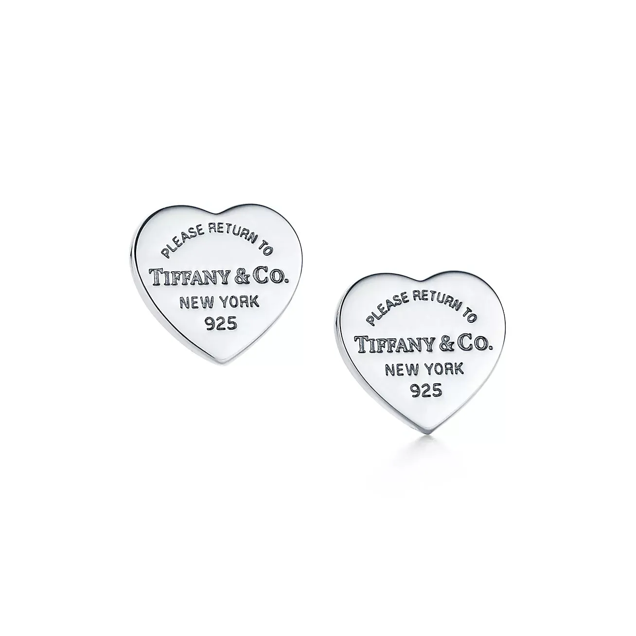 Heart Tag Stud Earrings in Silver