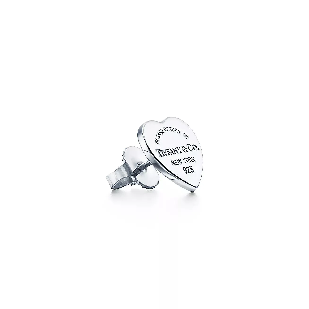 Heart Tag Stud Earrings in Silver
