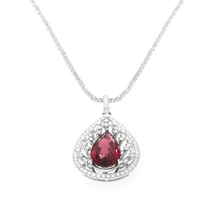Hibiscus - Red Tourmaline & Diamond Necklace