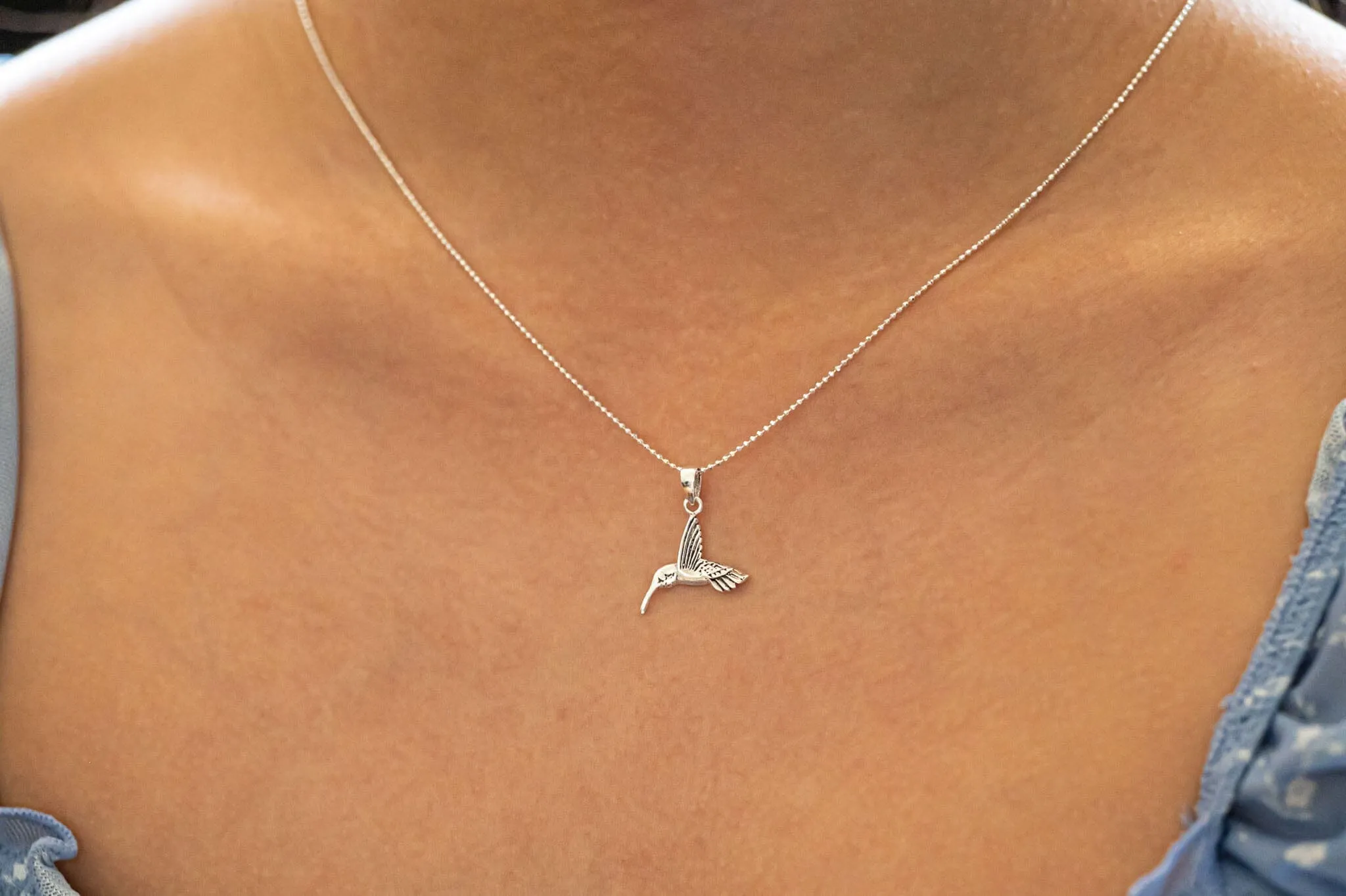Hummingbird necklace / pendant - 925 sterling silver