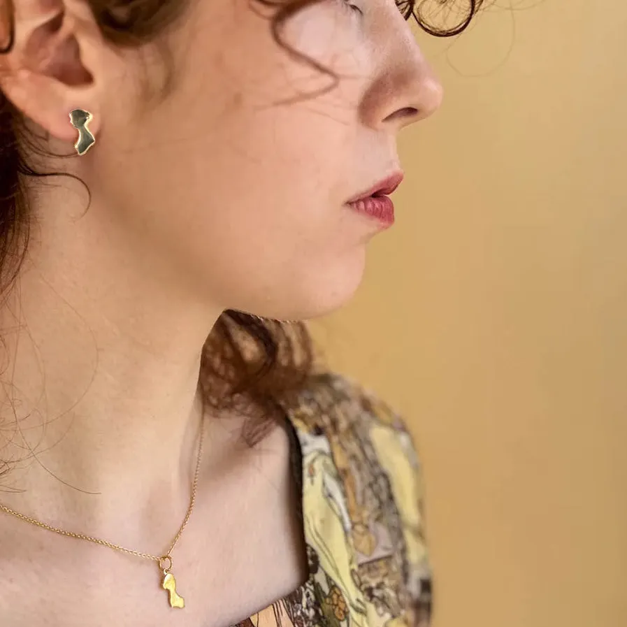 Jane Austen Gold Plated Silhouette Earrings