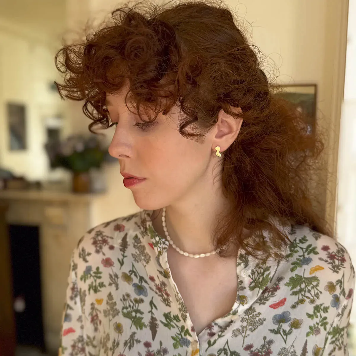 Jane Austen Gold Plated Silhouette Earrings