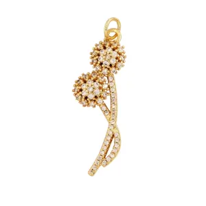 Large Pave Dandelion Charm For Charm Bar & Charm Necklaces