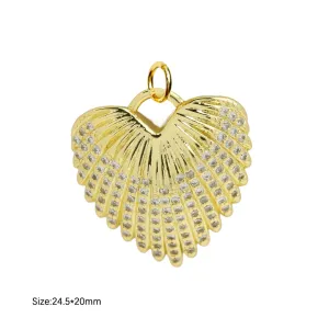 Large Pave Scallopped Heart Charm For Charm Necklace