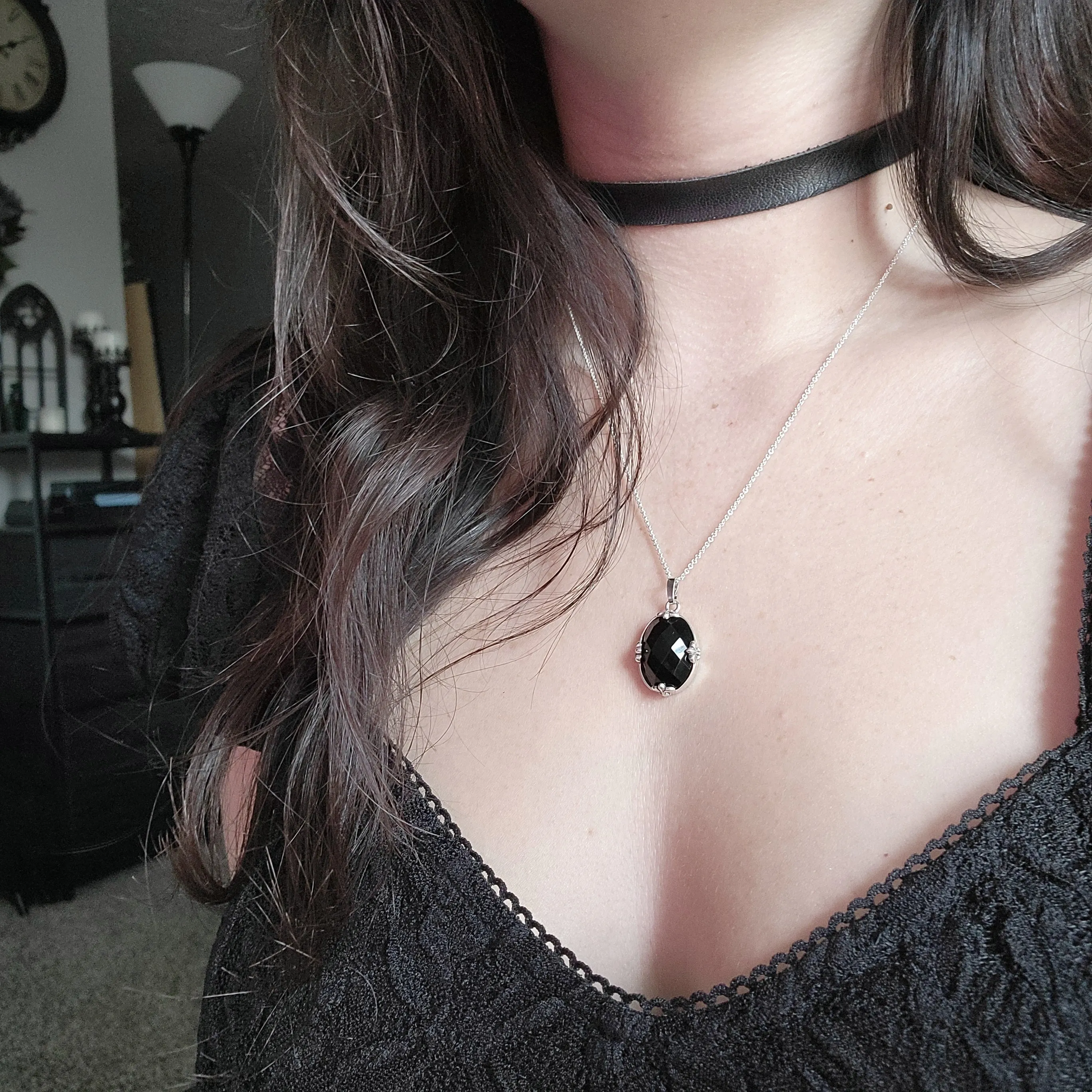 Marcellina - Black Onyx Necklace - Sterling Silver