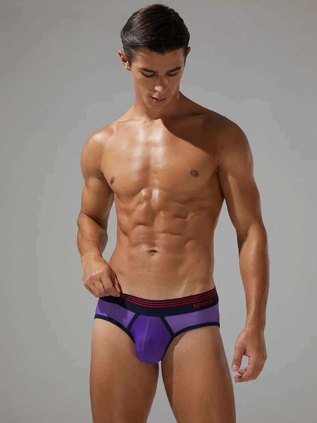 Mens Spliced Lines Briefs in Ombre