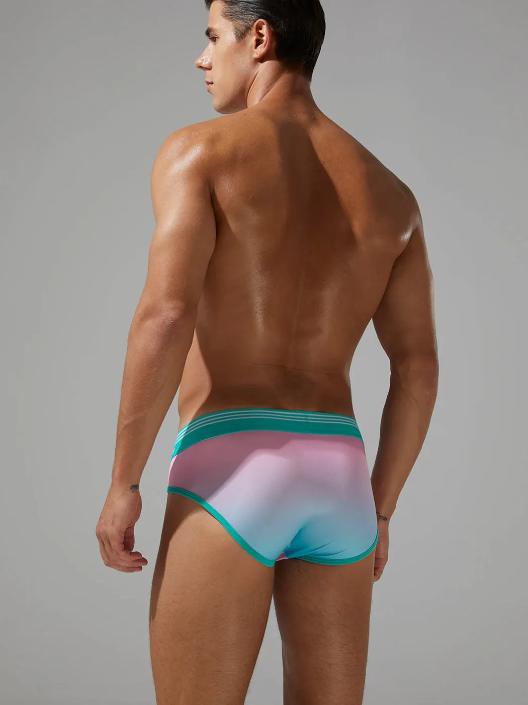 Mens Spliced Lines Briefs in Ombre